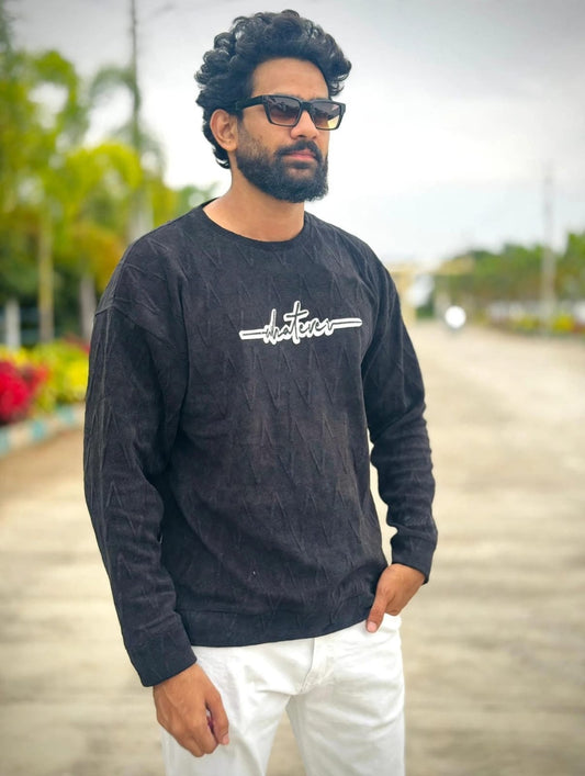 Whatever" Graphic Textured Sweatshirt