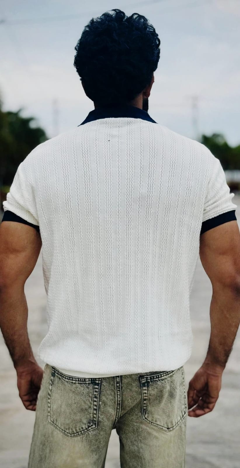 Off-White Navy Contrast Polo