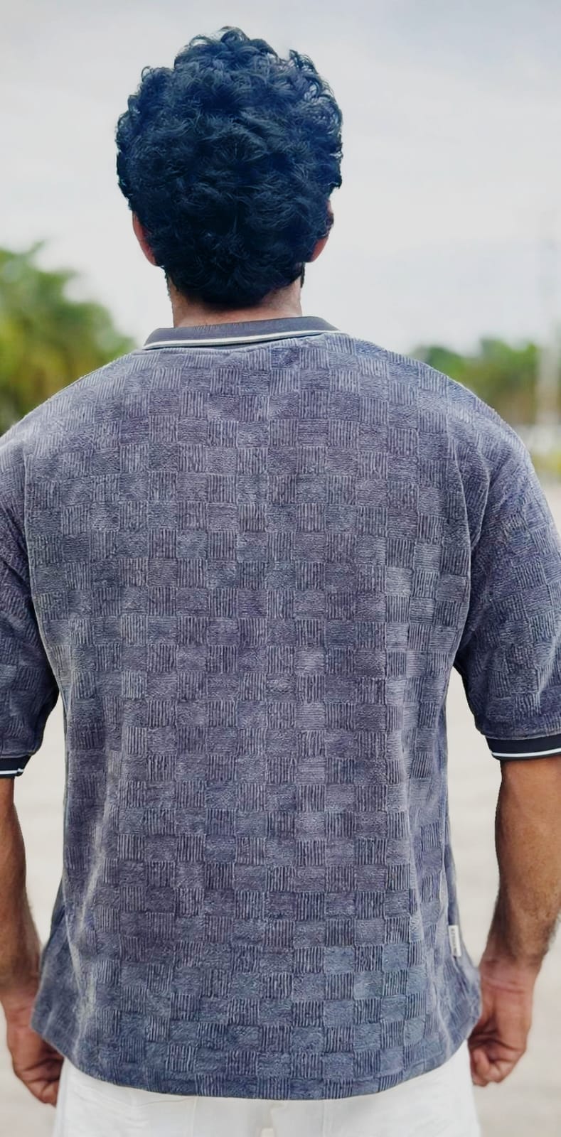 Charcoal Textured Quarter-Zip Polo