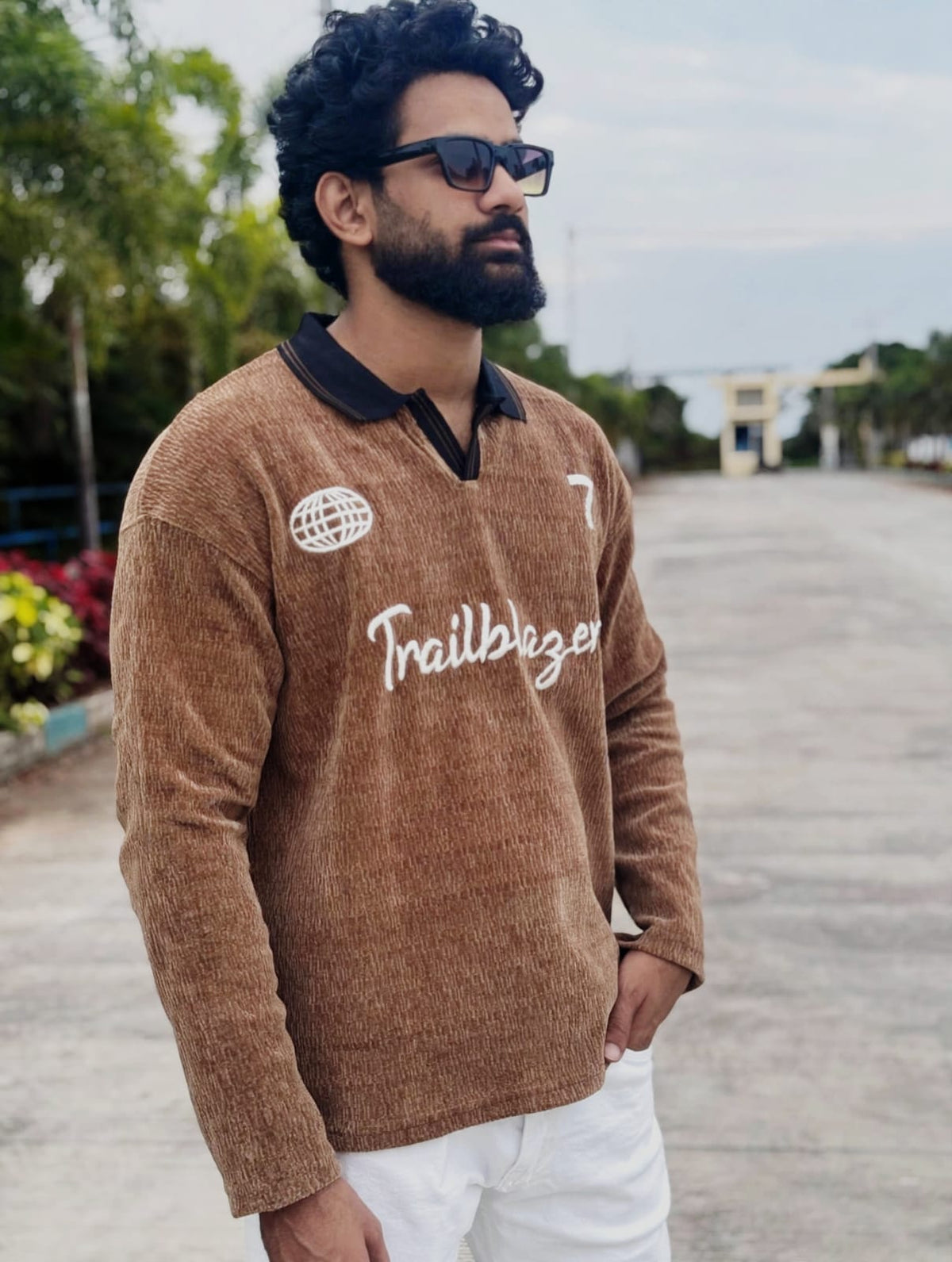 Brown Corduroy Trailblazer Polo Sweatshirt