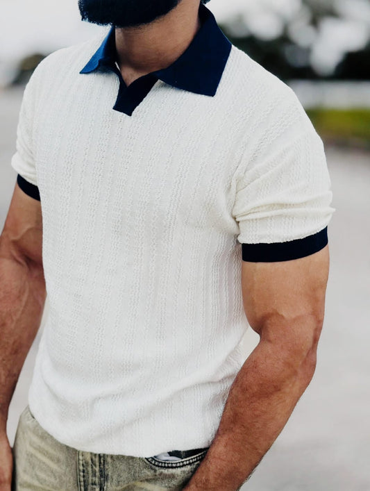 Off-White Navy Contrast Polo