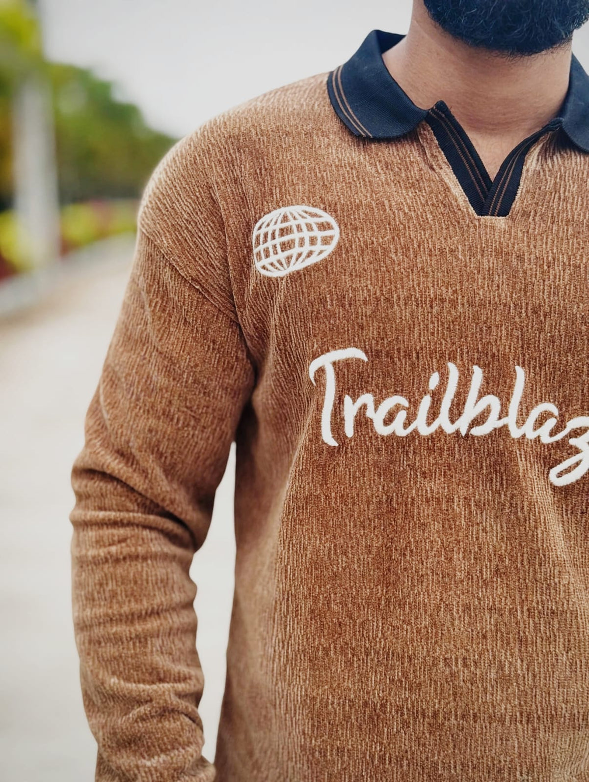 Brown Corduroy Trailblazer Polo Sweatshirt